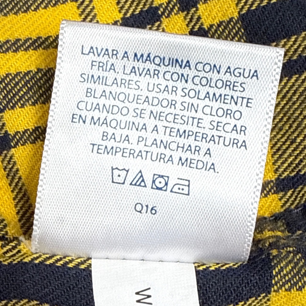 Faded Glory Mens 2XL Yellow Navy Blue Plaid Flannel Shirt Cotton FM46Y049B - Picture 8 of 11